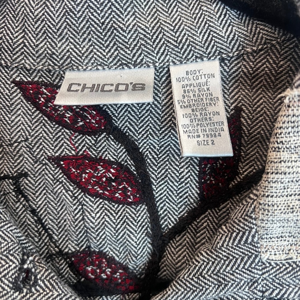 Chicos Design Mixed Media Patchwork Embroidered S… - image 3